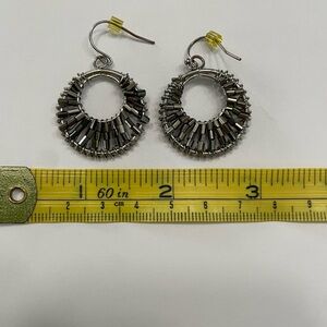 Elegant Beaded Silver-Gray Hoop Earrings